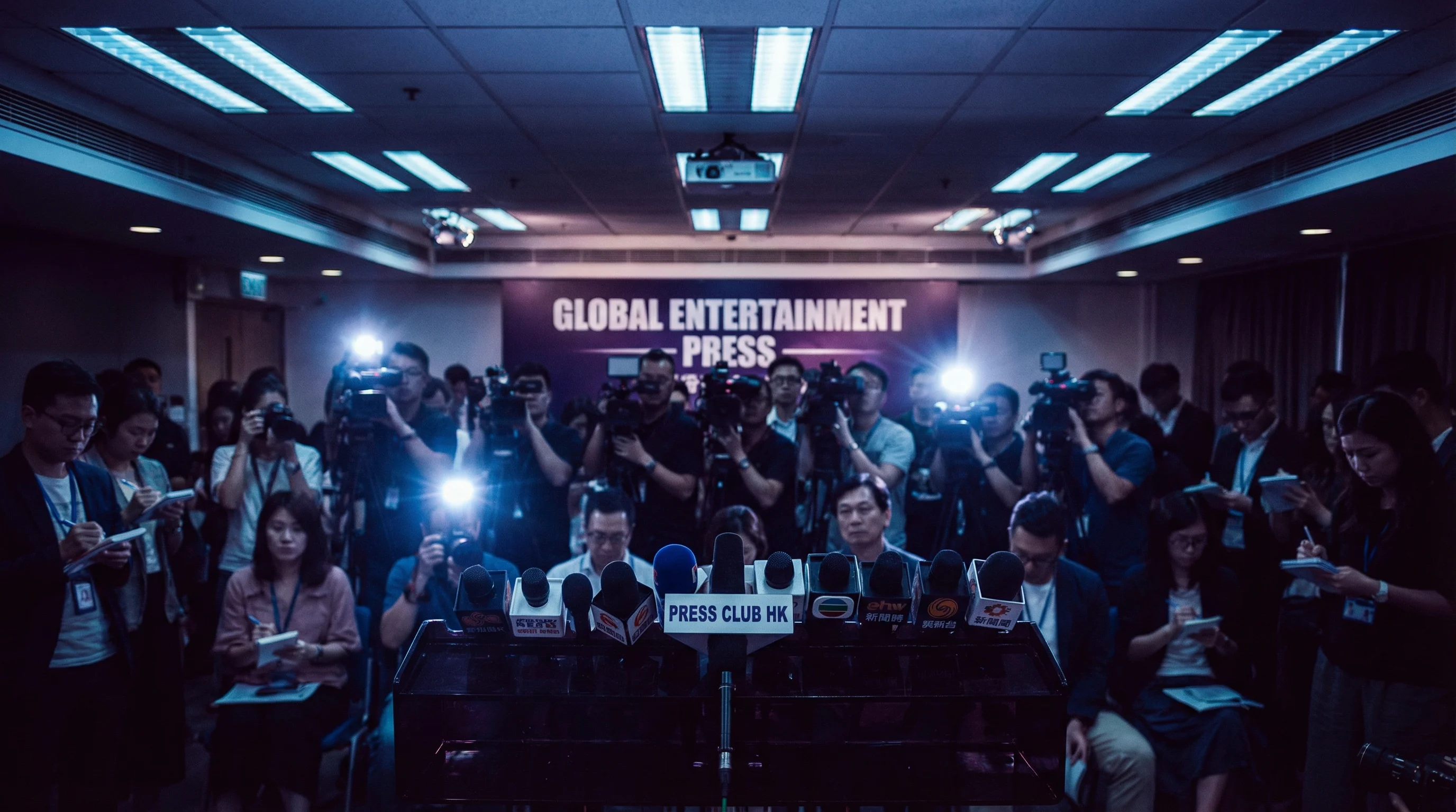 新闻发布会上的紧张氛围